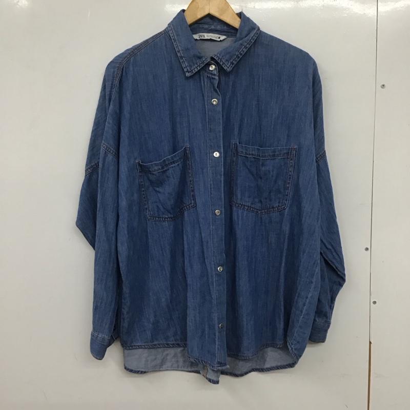 ザラ ZARA シャツ、ブラウス 長袖 デニムシャツ M 無地 水色 / ライトブルー /  レディース USED 古着 中古 10133623