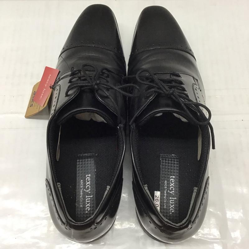 アシックス ASICS 革靴 革靴 TU-7033 texcy luxe パンチドキャップトゥ 箱有 26cm 26.0cm 無地 黒 / ブラック /  メンズ USED 古着 中古 10111753