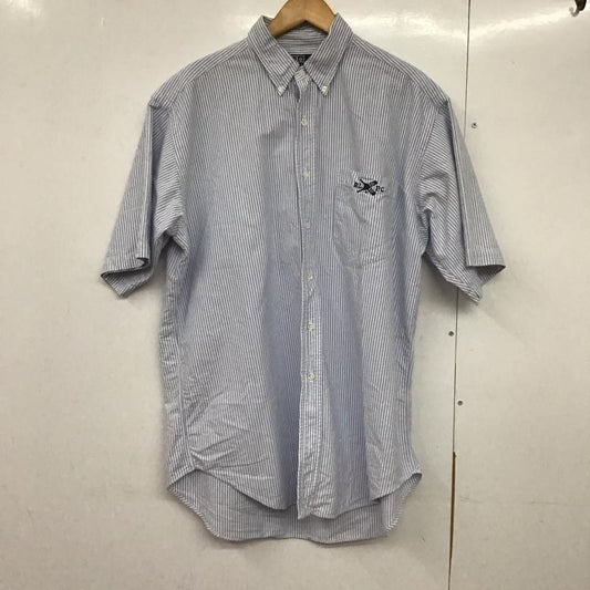 ポロバイラルフローレン Polo by RALPH LAUREN シャツ、ブラウス 半袖 半袖シャツ プリントシャツ ポケットシャツ L ロゴ、文字 白 / ホワイト / X 水色 / ライトブルー /  メンズ USED 古着 中古 10141244