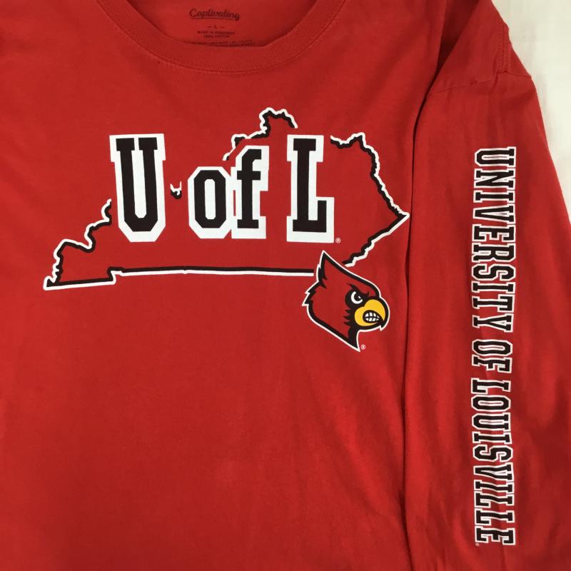 ユーズドクロージング used clothes Tシャツ 長袖 UofL captivating apparel L プリント 赤 / レッド /  メンズ USED 古着 中古 10127551