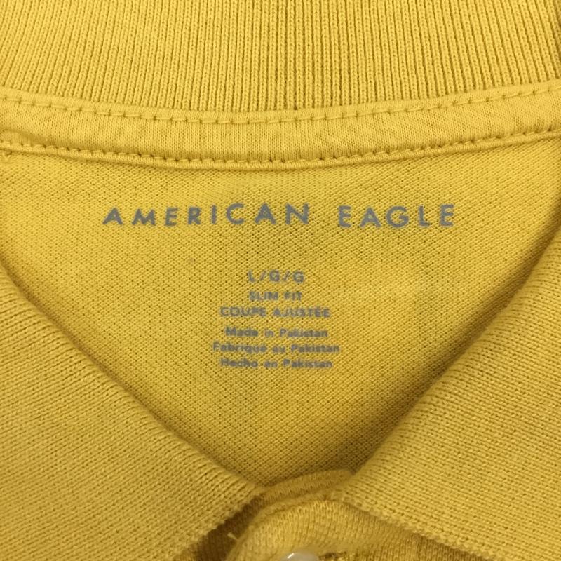 アメリカンイーグル AMERICANEAGLE ポロシャツ 半袖 半袖ポロシャツ カラーシャツ 半袖カットソー L ロゴ、文字 黄 / イエロー /  メンズ USED 古着 中古 10109302