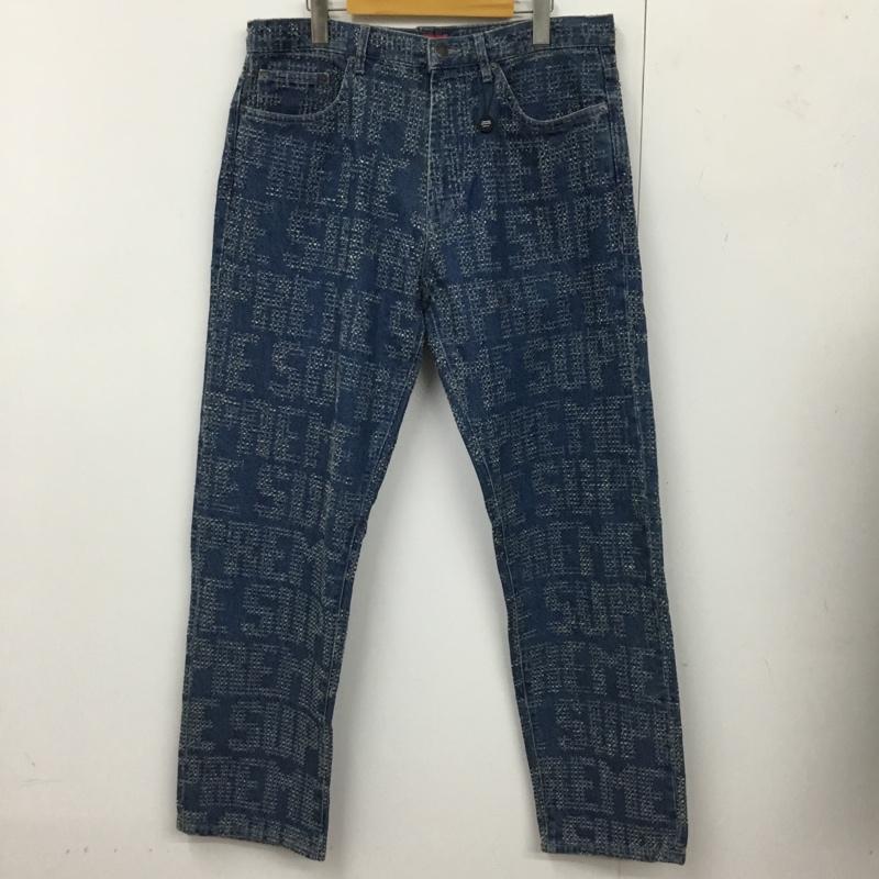 シュプリーム Supreme パンツ デニム、ジーンズ デニムパンツ ストレートパンツ ワイドパンツ カジュアルパンツ 34 ロゴ、文字 インディゴ / インディゴ /  メンズ USED 古着 中古 10114798