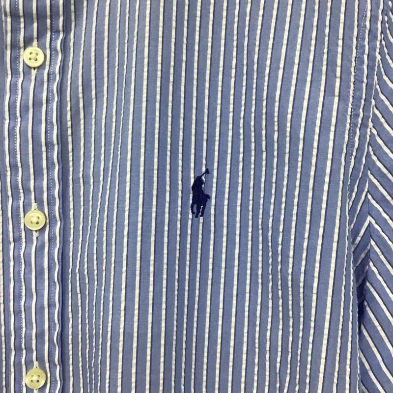 ラルフローレン RALPHLAUREN シャツ、ブラウス 半袖 半袖シャツ ストライプシャツ ボタンダウンシャツ M ストライプ 白 / ホワイト / X 青 / ブルー /  メンズ USED 古着 中古 10129884