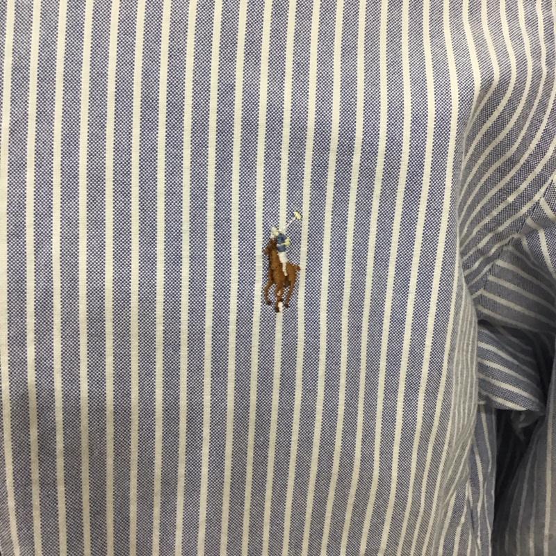 ラルフローレン RALPHLAUREN シャツ、ブラウス 長袖 長袖シャツ カラーシャツ 長袖カットソー ストライプシャツ L ストライプ 白 / ホワイト / X 水色 / ライトブルー /  メンズ USED 古着 中古 10114647
