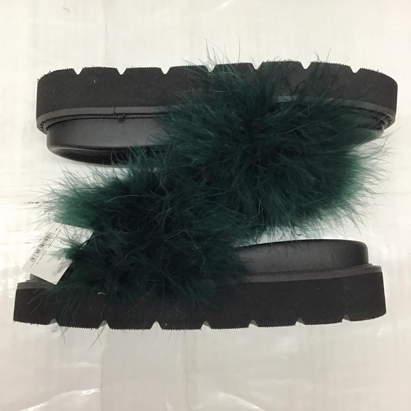 マウジー MOUSSY サンダル サンダル 010AAS52-5080 FEATHER FLAT SANDALS 箱有 タグ付き M 無地 黒 / ブラック / X 緑 / グリーン /  レディース USED 古着 中古 10116256