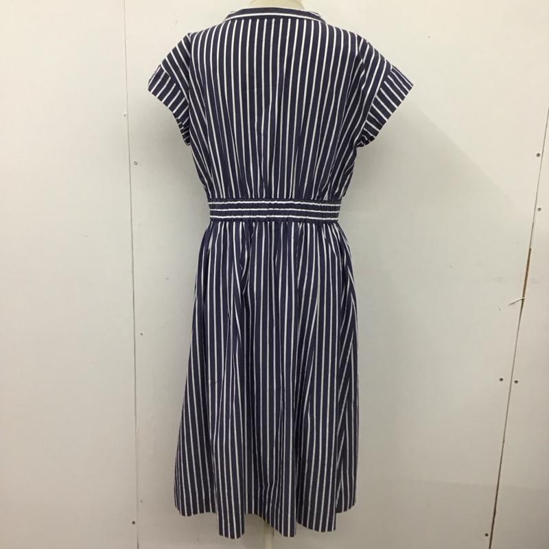 ノーリーズ NOLLEY S ワンピース ロングスカート 8-0035-3-07-004 フレンチスリーブ スキッパー 38 ストライプ 紺 / ネイビー / X 白 / ホワイト /  レディース USED 古着 中古 10115500