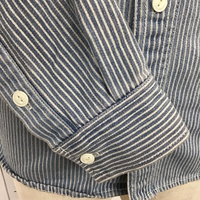 ヴァンソン VANSON シャツ、ブラウス 長袖 長袖シャツ カラーシャツ ポケットシャツ 長袖カットソー ストライプシャツ M ロゴ、文字 インディゴ / インディゴ /  メンズ USED 古着 中古 10120035
