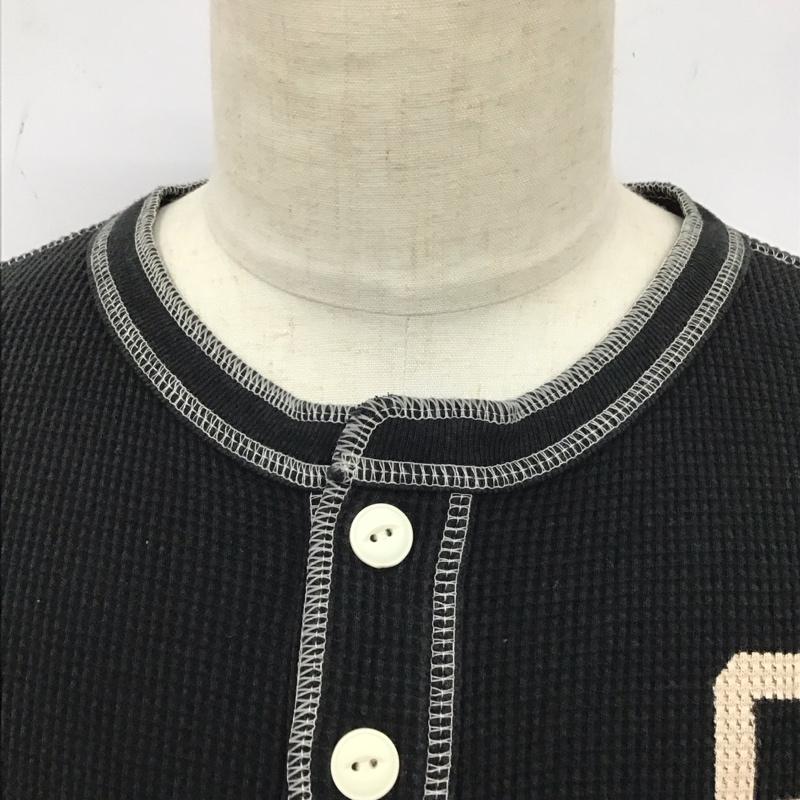 チャンピオン Champion カットソー 長袖 長袖カットソー ヘンリーネックカットソー ロングスリーブカットソー プリントTシャツ M ロゴ、文字 黒 / ブラック /  メンズ USED 古着 中古 10119008