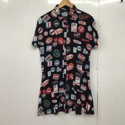 ザラ ZARA ワンピース ミニスカート M プリント 黒 / ブラック /  レディース USED 古着 中古 10142925