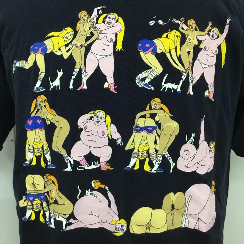 シュプリーム Supreme Tシャツ 半袖 04SS Todd James Reas イラスト 女の子 L プリント 紺 / ネイビー /  メンズ USED 古着 中古 10119785