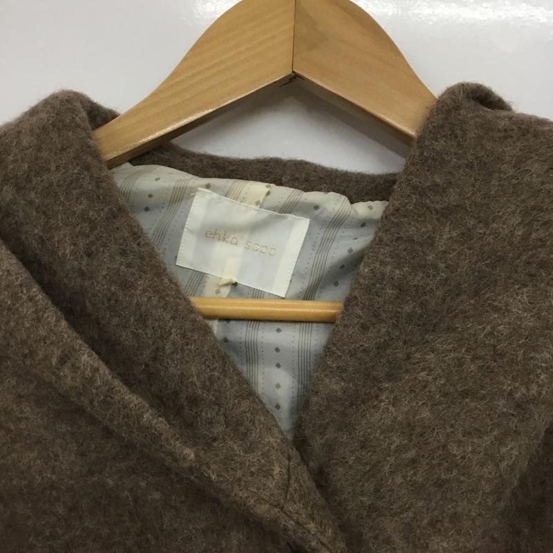 エヘカソポ ehka sopo コート コート一般 1301499 フード付き M 無地 茶 / ブラウン /  レディース USED 古着 中古 10144637