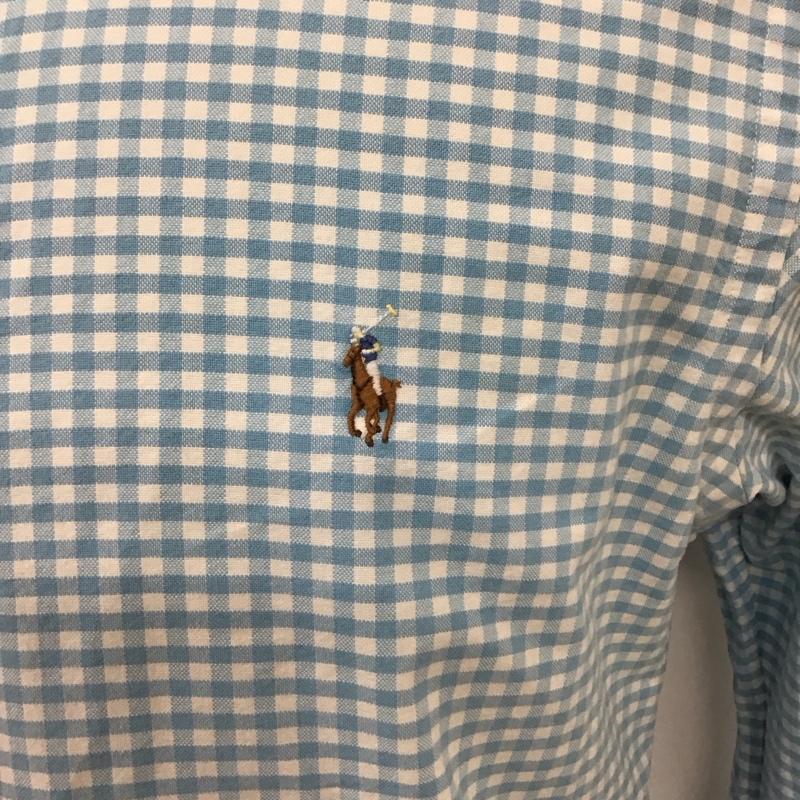 ラルフローレン RALPHLAUREN シャツ、ブラウス 長袖 M チェック 水色 / ライトブルー /  メンズ USED 古着 中古 10114631