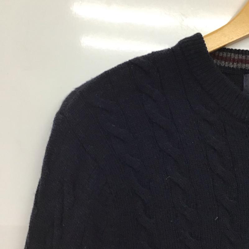 フレッドペリー FRED PERRY ニット、セーター 長袖 長袖ニットカットソー クルーネック セーター S ロゴ、文字 紺 / ネイビー /  メンズ USED 古着 中古 10140910