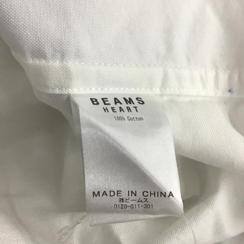 ビームス ハート BEAMS HEART シャツ、ブラウス 半袖 M 無地 X チェック X ストライプ 白 / ホワイト / X 水色 / ライトブルー /  メンズ USED 古着 中古 10111214