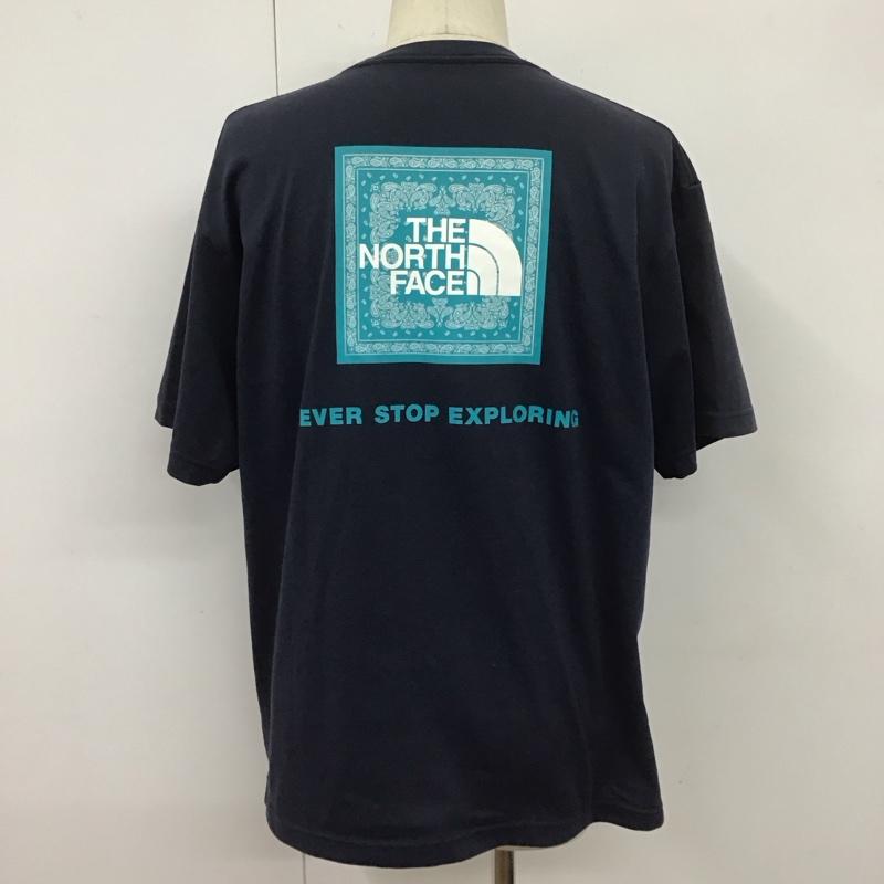ザノースフェイス THE NORTH FACE Tシャツ 半袖 NT32349 半袖Tシャツ 半袖カットソー プリントTシャツ XL ロゴ、文字 紺 / ネイビー /  メンズ USED 古着 中古 10109771