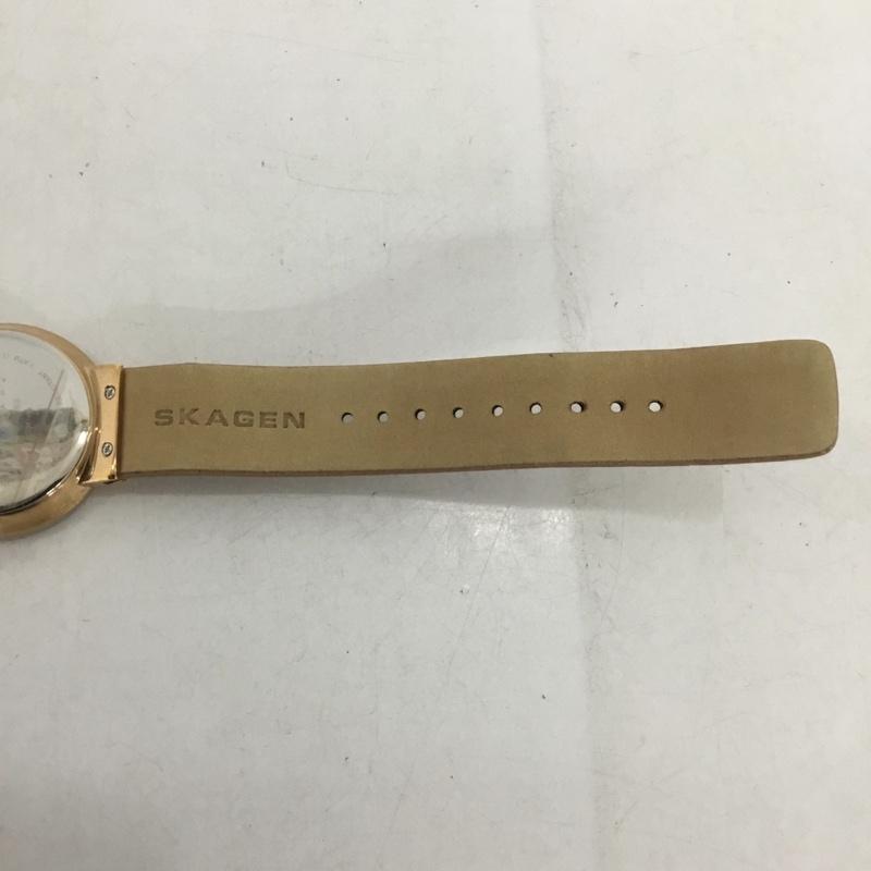 スカーゲン SKAGEN 腕時計 アナログ（クォーツ式） SKW2168 レザーベルト ロゴ、文字 ベージュ / ベージュ /  レディース USED 古着 中古 10135184