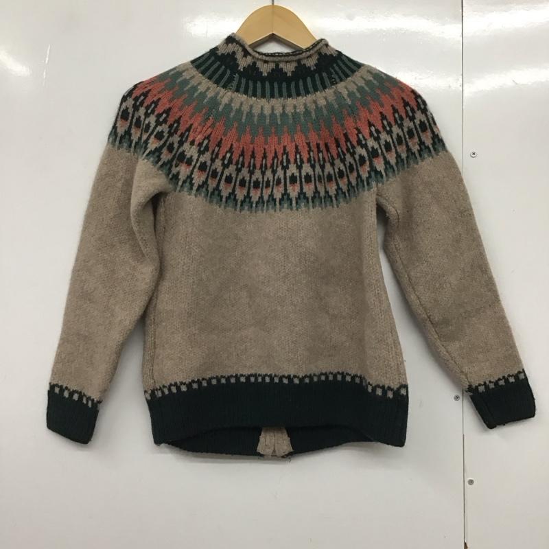 ザラ ZARA カーディガン 長袖 ジップアップ長袖ニットジャケット アウター プリント ベージュ / ベージュ /  ガールズ USED 古着 中古 10144307