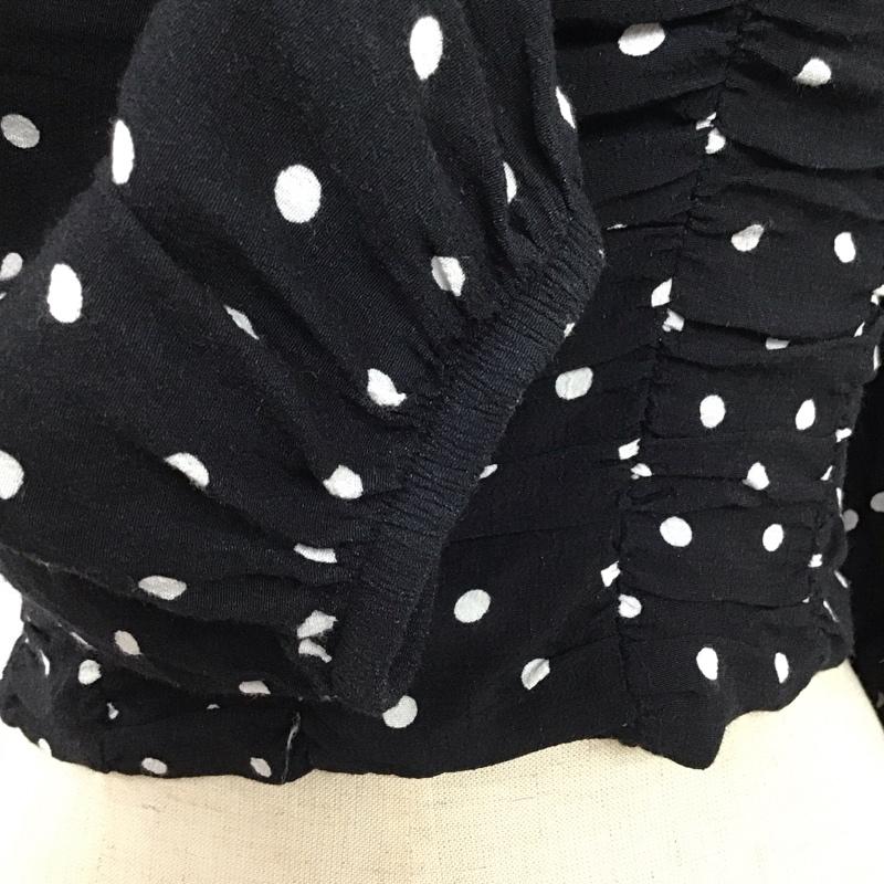 ザラ ZARA カットソー 半袖 スクエアネック クロップド丈 XS ドット 黒 / ブラック / X 白 / ホワイト /  レディース USED 古着 中古 10116698