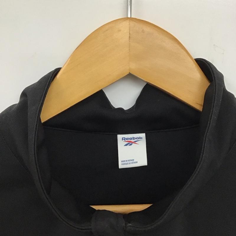リーボック Reebok カットソー 長袖 長袖カットソー 無地カットソー ジップアップスタンドネック L ロゴ、文字 黒 / ブラック /  メンズ USED 古着 中古 10136830