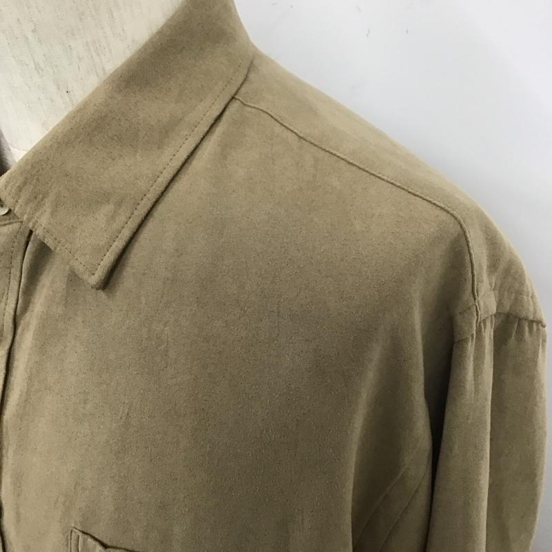 ウ゛ァンヒューゼン VANHEUSEN シャツ、ブラウス 長袖 L 無地 ベージュ / ベージュ /  メンズ USED 古着 中古 10108056