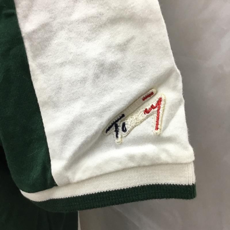 トミー TOMMY ポロシャツ 半袖 L ロゴ、文字 白 / ホワイト / X 緑 / グリーン /  メンズ USED 古着 中古 10112773