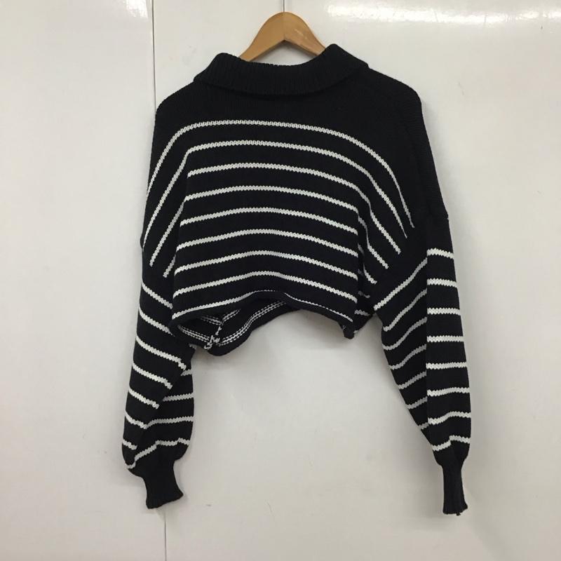 ザラ ZARA ニット、セーター 長袖 M ボーダー柄 紺 / ネイビー /  レディース USED 古着 中古 10131570