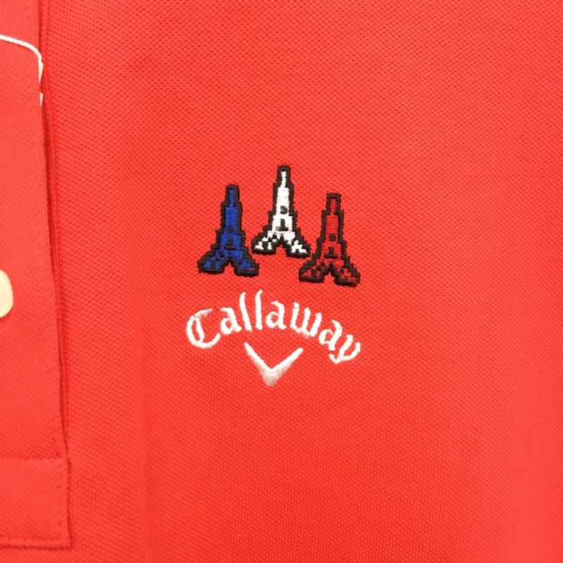 キャロウェイ CALLAWAY ポロシャツ 半袖 241-8251800 ゴルフウェア ストレッチ タグ付き S ロゴ、文字 赤 / レッド /  レディース USED 古着 中古 10135698