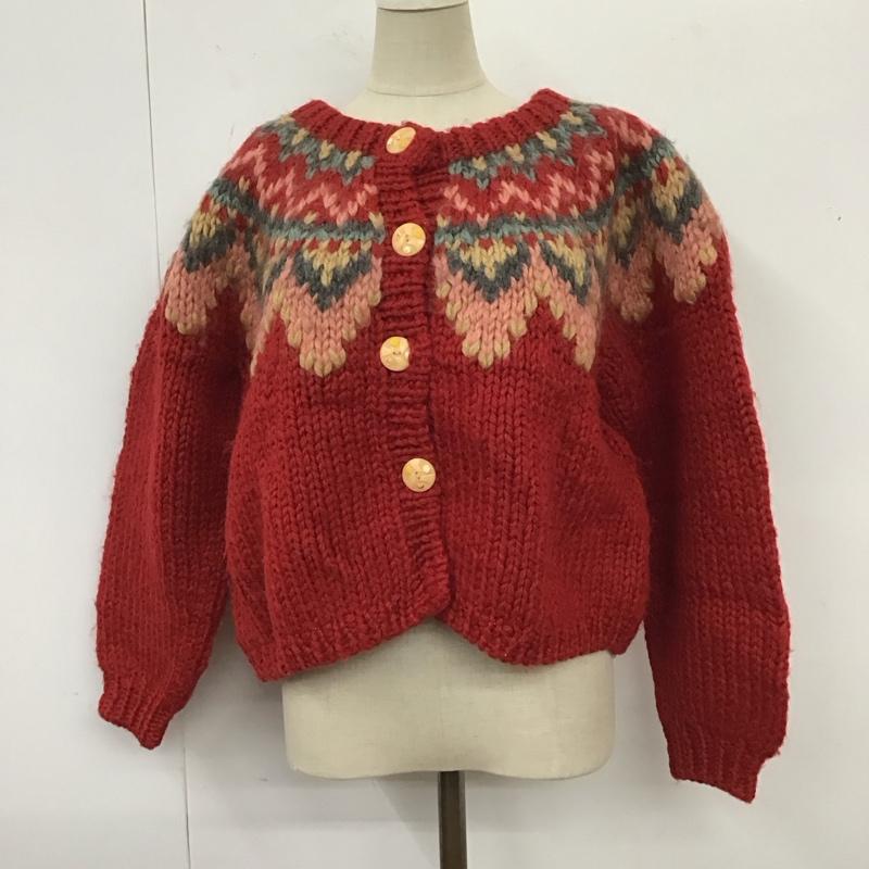 ピンクハウス PINK HOUSE カーディガン 長袖 11PK-9 ウール クルーネック  赤 / レッド /  レディース USED 古着 中古 10120814