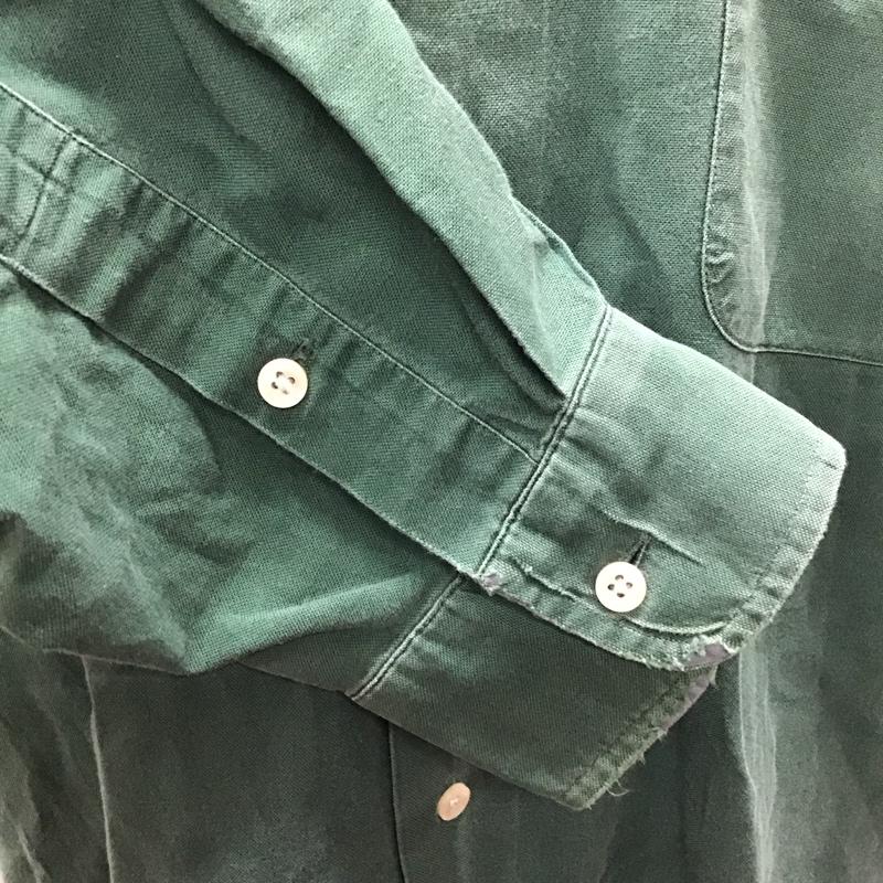 ラルフローレン RALPHLAUREN シャツ、ブラウス 長袖 長袖シャツ カラーシャツ ポケットシャツ 長袖カットソー 80S 緑タグ L ロゴ、文字 緑 / グリーン /  メンズ USED 古着 中古 10117447