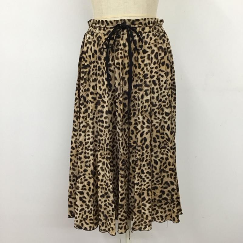 ザラベーシック ZARA BASIC スカート ロングスカート 7992 112 051 膝下 プリーツ M ヒョウ柄・レオパード柄 ベージュ / ベージュ / X 黒 / ブラック /  レディース USED 古着 中古 10118358