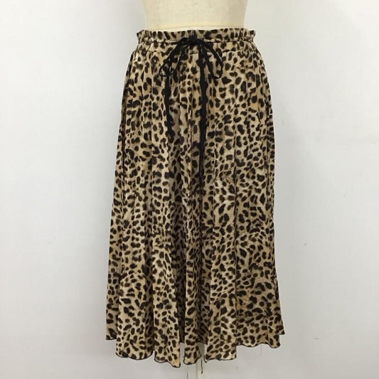 ザラベーシック ZARA BASIC スカート ロングスカート 7992 112 051 膝下 プリーツ M ヒョウ柄・レオパード柄 ベージュ / ベージュ / X 黒 / ブラック /  レディース USED 古着 中古 10118358