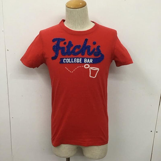 アバクロンビーアンドフィッチ ABERCROMBIE&FITCH Tシャツ 半袖 クルーネック 刺繍 S ロゴ、文字 赤 / レッド /  メンズ USED 古着 中古 10106960