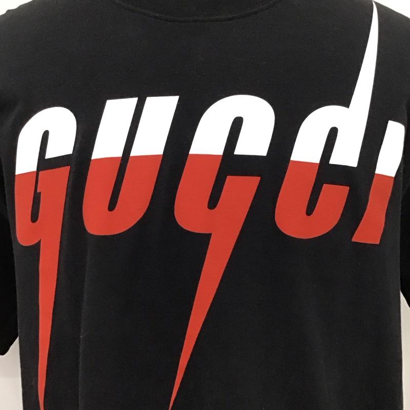グッチ GUCCI Tシャツ 半袖 ブレード プリントTシャツ クルーネック L ロゴ、文字 黒 / ブラック /  メンズ USED 古着 中古 10119825