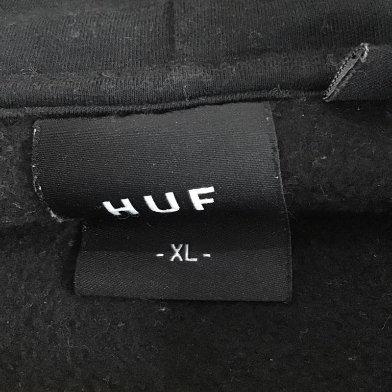 ハフ HUF パーカー 長袖 長袖パーカー プルオーバーパーカー スウェット XL ロゴ、文字 黒 / ブラック /  メンズ USED 古着 中古 10145582