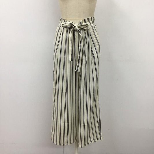 ザラベーシック ZARA BASIC ボトムス ボトムス 9929 221 104 ワイドパンツ クロップド丈 S ストライプ 紺 / ネイビー / X 銀 / シルバー / X オフホワイト / オフホワイト /  レディース USED 古着 中古 10117229