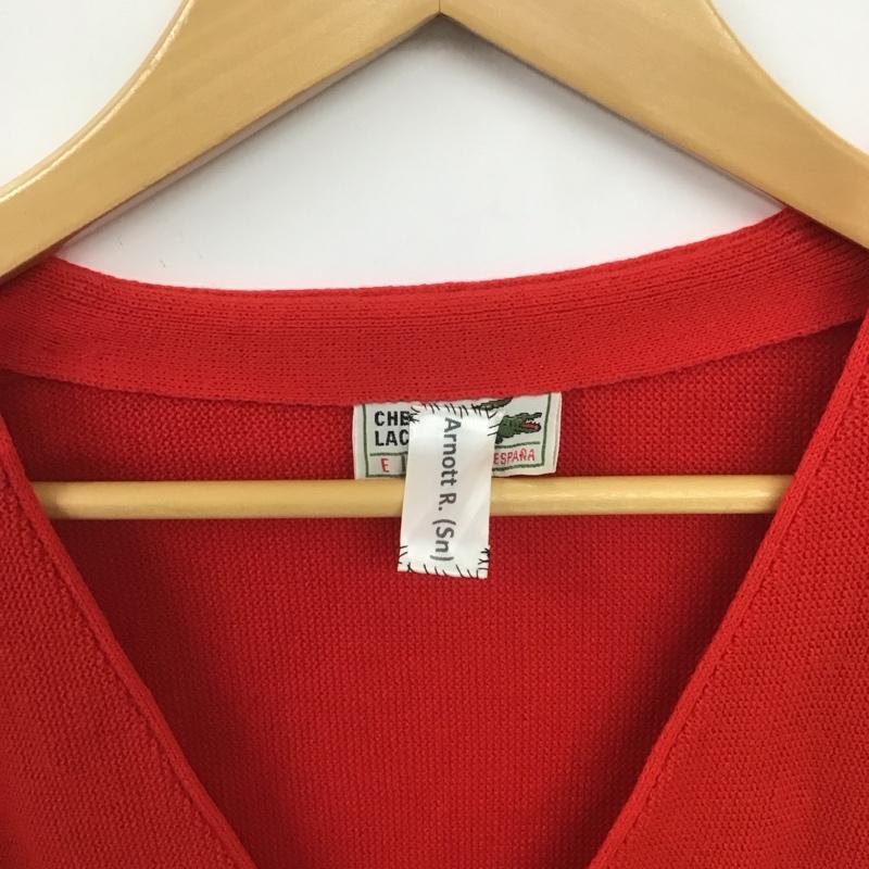 ラコステ LACOSTE カーディガン 長袖 長袖カーディガン ニットカーデガン 前開き ロゴ、文字 赤 / レッド /  メンズ USED 古着 中古 10147616
