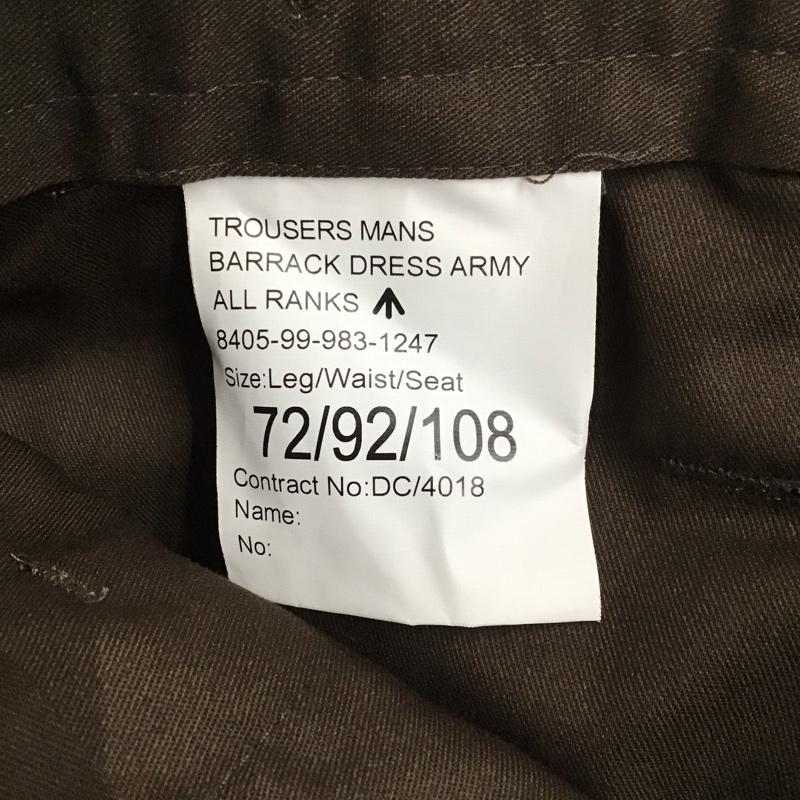 ミリタリー ミリタリー パンツ スラックス British Army Barrack Dress イギリス軍　バラックドレス　トラウザー 無地 茶 / ブラウン /  メンズ USED 古着 中古 10114422