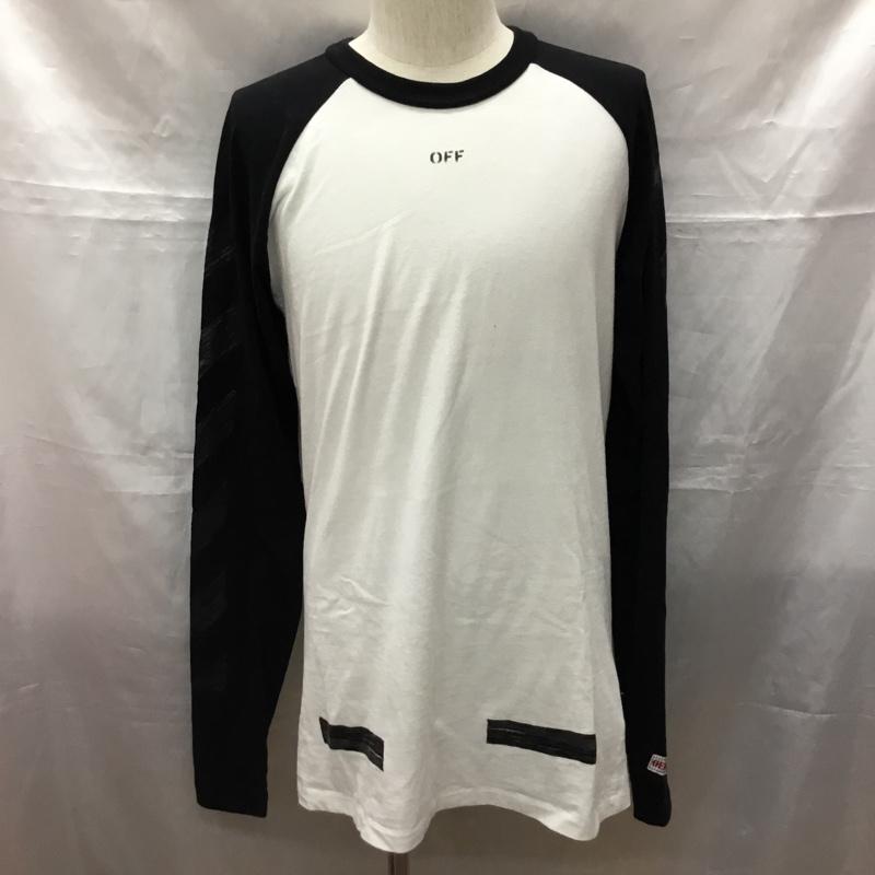 オフホワイト Off-White カットソー 長袖 omab008f17185030 長袖Tシャツ ラグラン S ロゴ、文字 白 / ホワイト / X 黒 / ブラック /  メンズ USED 古着 中古 10114814