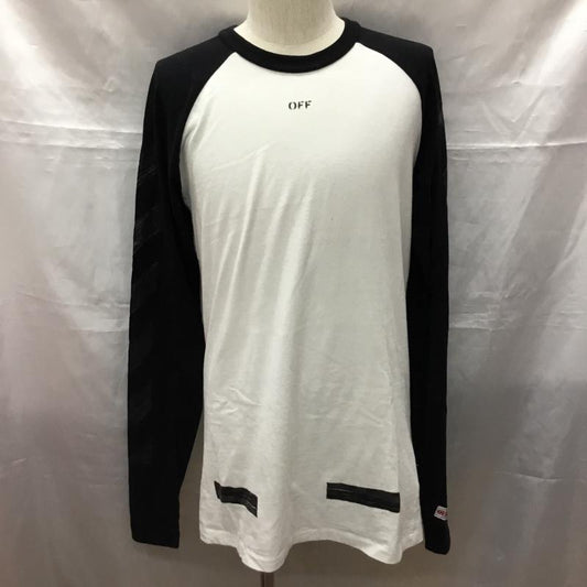 オフホワイト Off-White カットソー 長袖 omab008f17185030 長袖Tシャツ ラグラン S ロゴ、文字 白 / ホワイト / X 黒 / ブラック /  メンズ USED 古着 中古 10114814