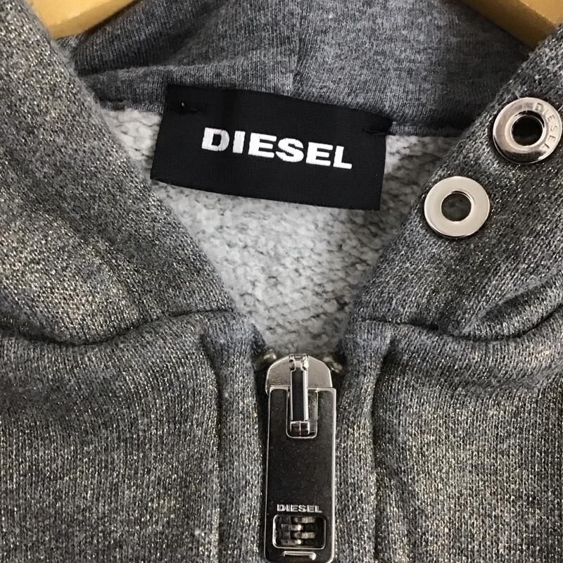 ディーゼル DIESEL パーカー 七分袖 フルジップ 1 ロゴ、文字 灰 / グレー / X 金 / ゴールド /  ガールズ USED 古着 中古 10129138