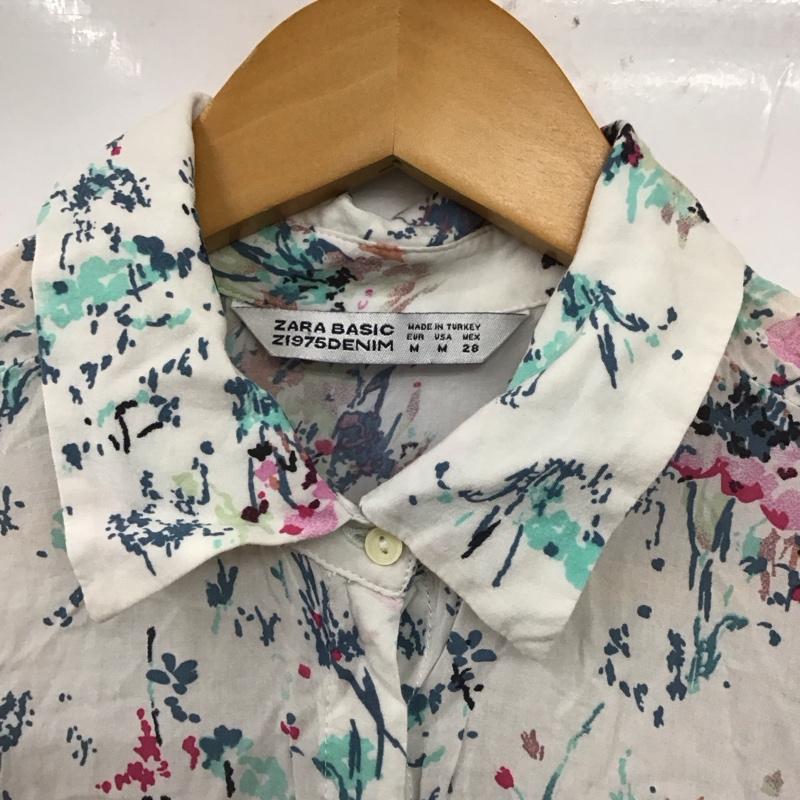 ザラ ZARA ワンピース ロングスカート シャツワンピース M 総柄 X 花柄 白 / ホワイト /  レディース USED 古着 中古 10128870