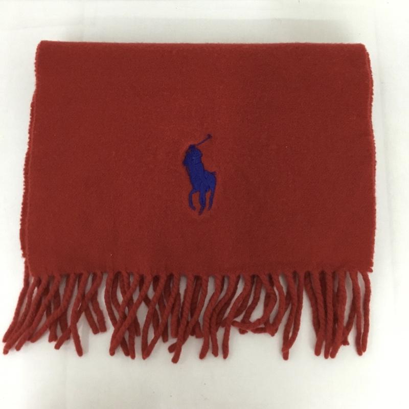 ポロラルフローレン POLO RALPH LAUREN マフラー マフラー ウール フリンジ 刺繍 ワンポイント 赤 / レッド /  メンズ USED 古着 中古 10129916