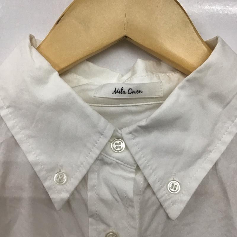 ミラオーウェン Mila Owen シャツ、ブラウス 長袖 長袖シャツ 無地シャツ カラーシャツ ボタンダウンシャツ 1 無地 白 / ホワイト /  レディース USED 古着 中古 10142698