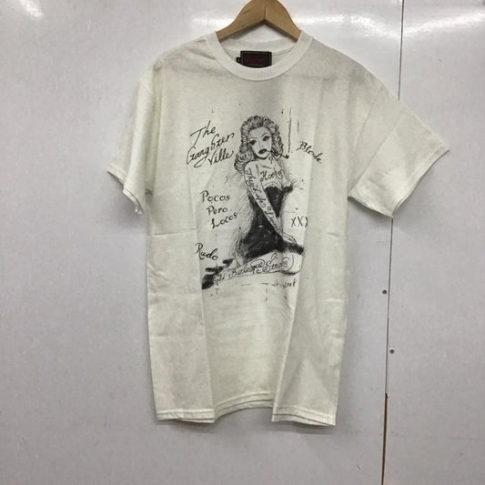 ギャングスタービル GANGSTERVILLE Tシャツ 半袖 半袖カットソー プリントTシャツ クルーネックカットソー M プリント 白 / ホワイト /  メンズ USED 古着 中古 10143451