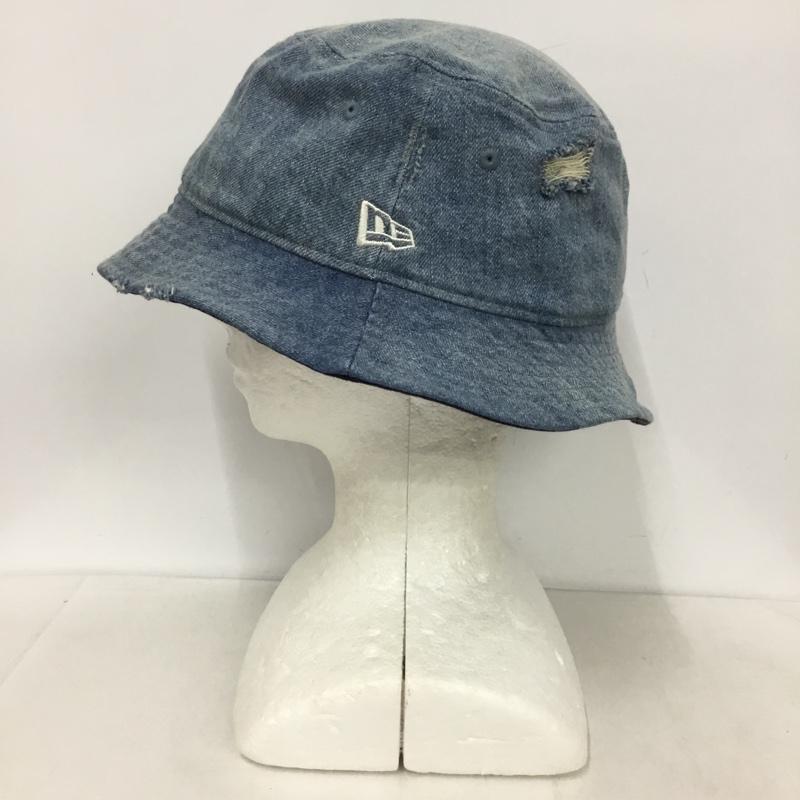 ニューエラ NEW ERA 帽子 ハット ニューヨーク ヤンキース ウォッシュドデニム NY バケットハット ロゴ、文字 X ダメージ加工 水色 / ライトブルー /  メンズ USED 古着 中古 10145790