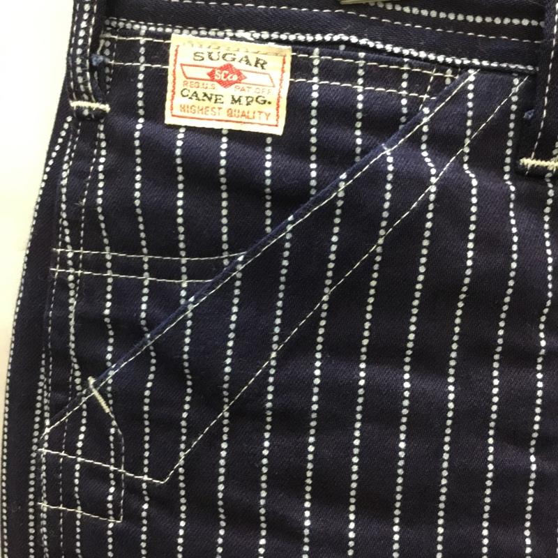 シュガーケーン SUGAR CANE パンツ デニム、ジーンズ デニムジーンズ ワイドパンツ ストレートパンツ ストライプパンツ 30インチ ストライプ 紺 / ネイビー /  メンズ USED 古着 中古 10113867