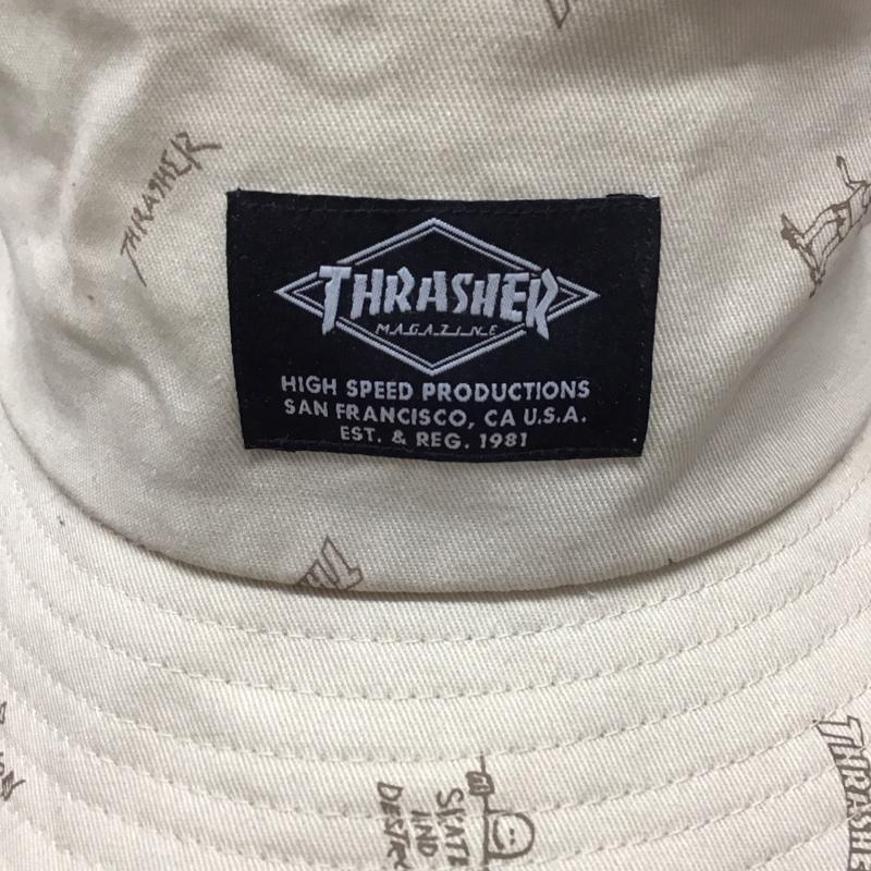 スラッシャー THRASHER 帽子 ハット SKATE AND DESTROY バケットハット 総柄 ベージュ / ベージュ /  メンズ USED 古着 中古 10114323