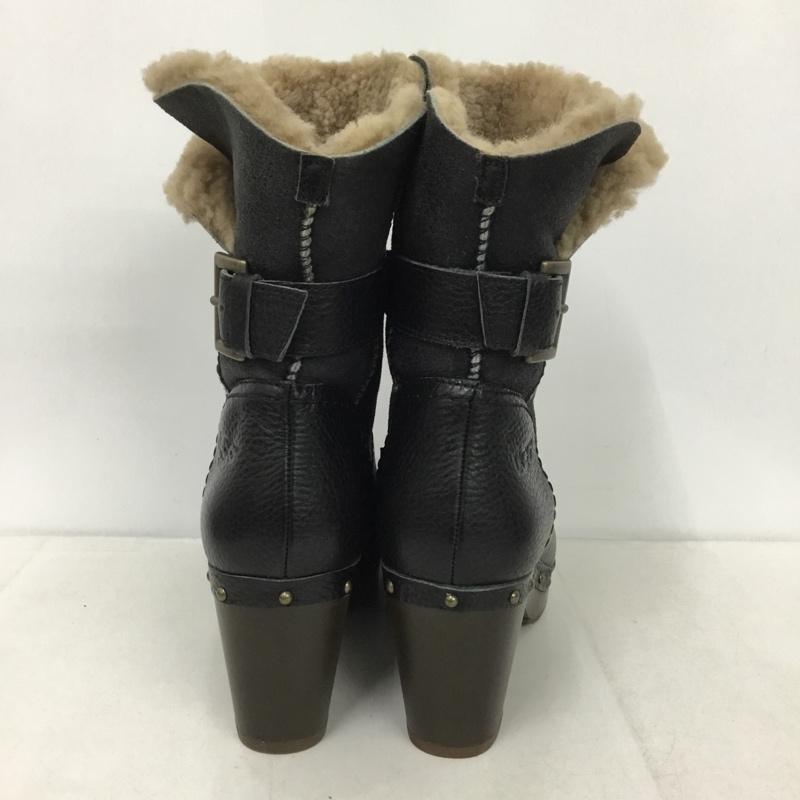 アグ UGG ブーツ ショートブーツ 1003856 AMORET ヒール 裏ボア 23cm 23.0cm ロゴ、文字 黒 / ブラック /  レディース USED 古着 中古 10142179