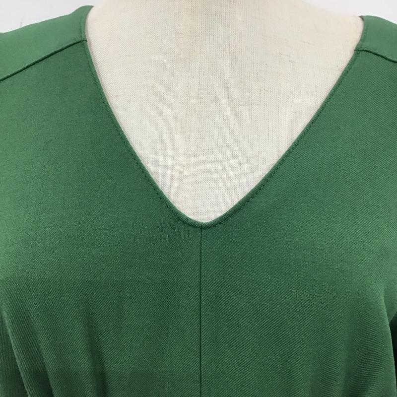 マウジー MOUSSY ワンピース ロングスカート 010EA730-7470 TUCKED FLARE DRESS Vネック 長袖 タグ付き 1 無地 緑 / グリーン /  レディース USED 古着 中古 10117390