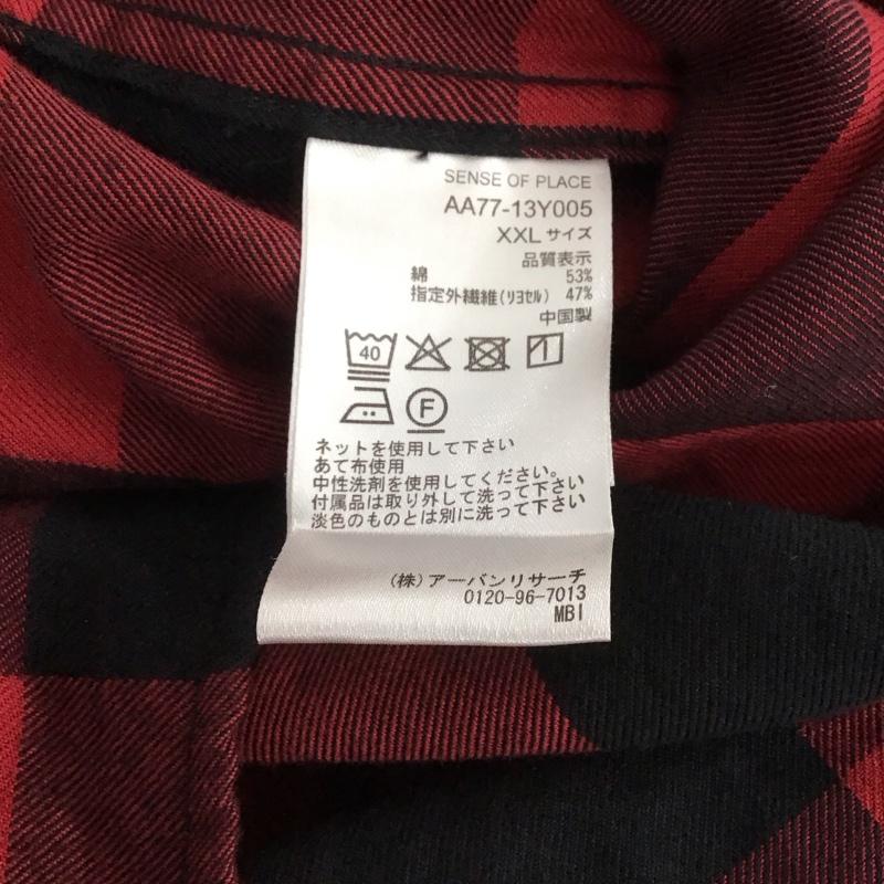 センスオブプレイス SENSEOFPLACE シャツ、ブラウス 長袖 長袖シャツ チェックシャツ カラーシャツ XXL チェック 黒 / ブラック / X 赤 / レッド /  メンズ USED 古着 中古 10147837